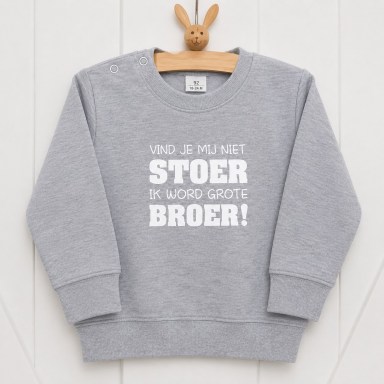 Grijze, sweater, Trui, witte, tekst, grote, broer, stoer